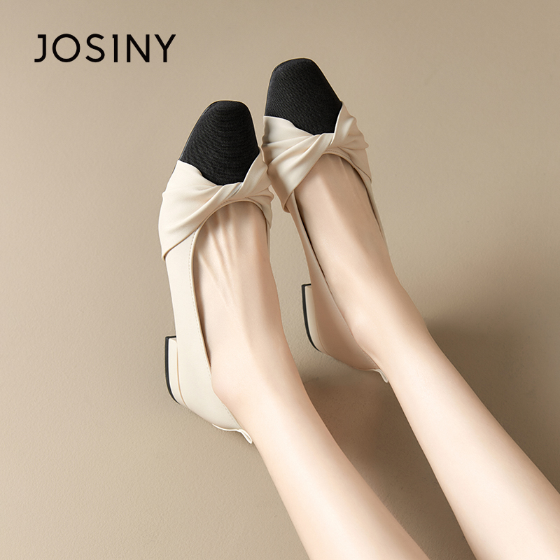 卓诗尼2024秋季软底浅口时装百搭低跟气质温柔高级感轻奢气质单鞋