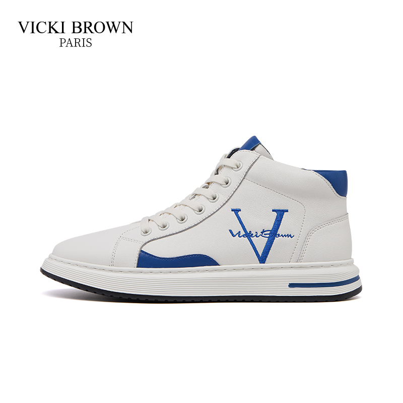 VICKI BROWN轻奢品牌男鞋秋冬保暖百搭休闲鞋牛皮革男士高帮板鞋