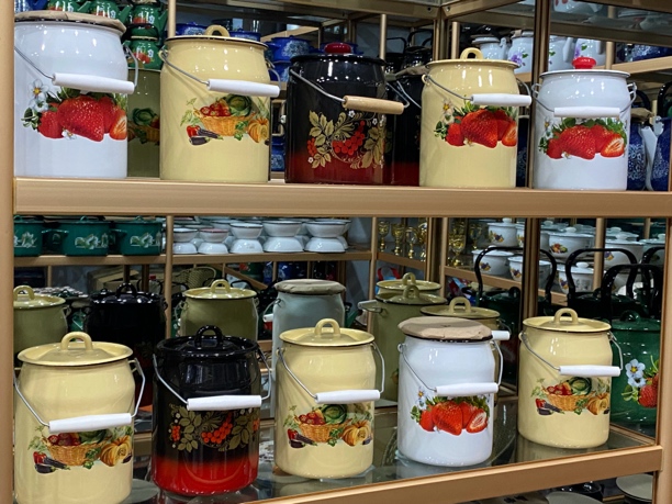 俄罗斯原装进口3升正品搪瓷提桶放油桶老式储物罐家用饭盒maykora