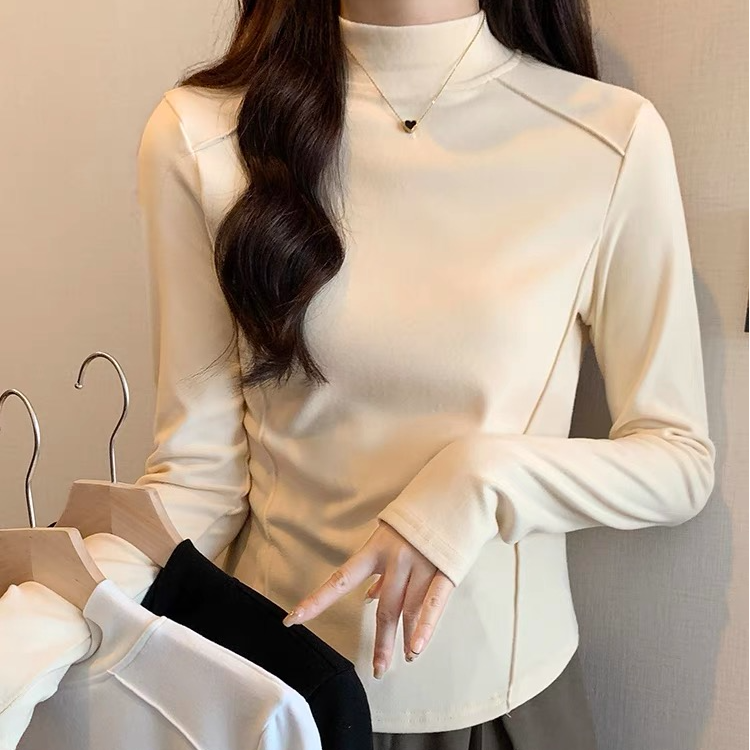 【高定款半高领】磨毛糯米绒打底基础不挑人鱼骨收腰穿衣显瘦款