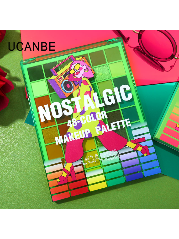 UCANBE复古风尚眼影盘48色珠光哑光玩妆初学者化妆师用上色眼影盘