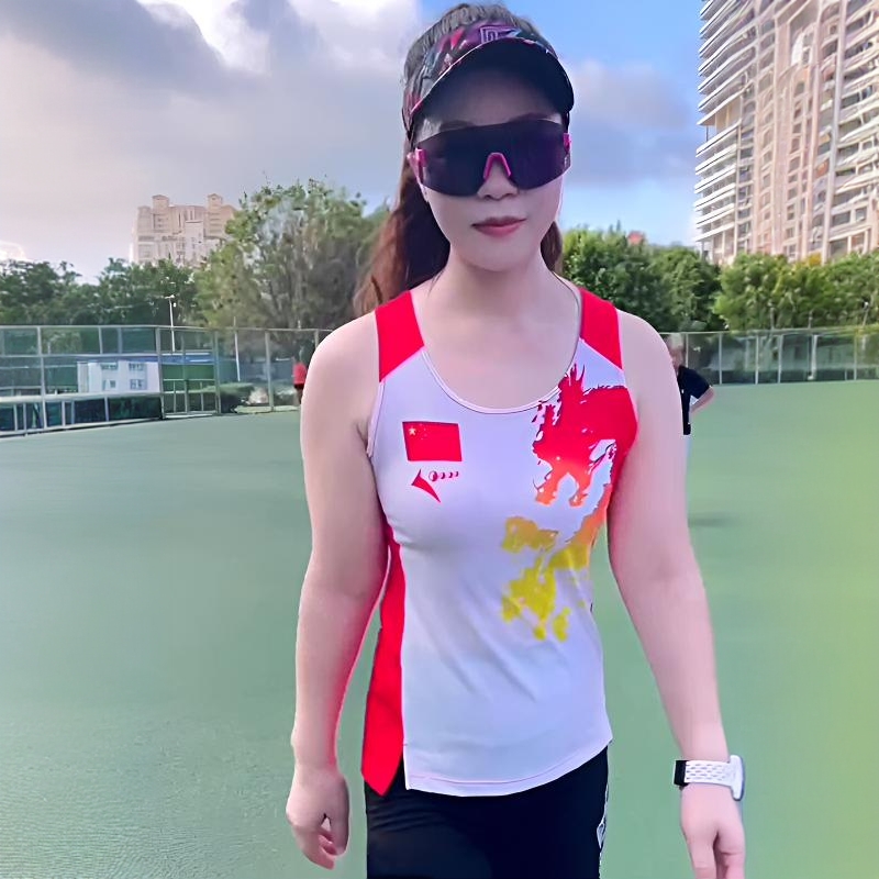网眼速干背心休闲夏季马拉松个性印花无袖国潮