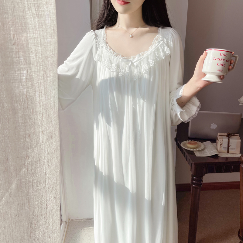 BIEN莫代尔睡裙女春秋季2025新款甜美法式公主宫廷风带胸垫家居服