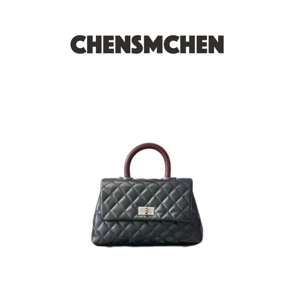 CHENSMCHEN 小香风拼色锁扣菱格链条单肩斜挎包