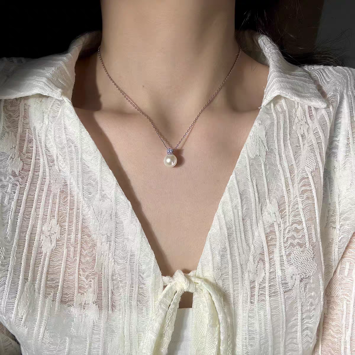 坠链均925银 十里间【S925银单颗】亮晶晶项链锁骨链