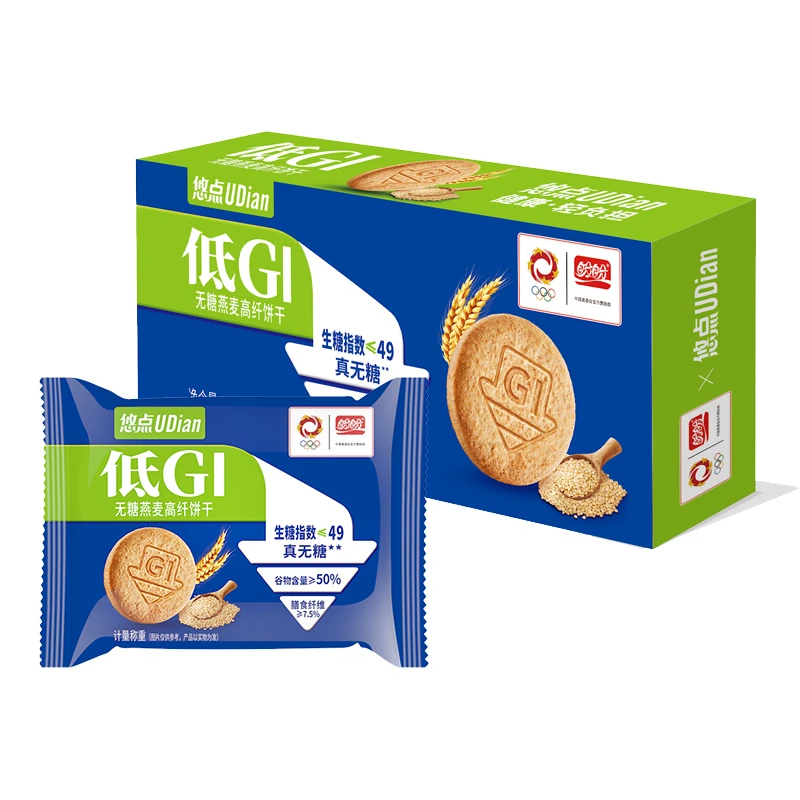 盼盼低GI燕麦无糖高纤饼干代餐控糖零食健康点心好吃营养下午茶