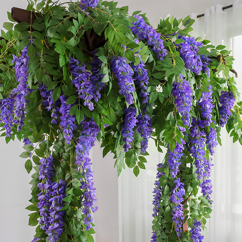 仿真紫藤花串豆瓣花藤紫罗兰藤条装饰假藤蔓婚庆绿植物树叶子吊顶