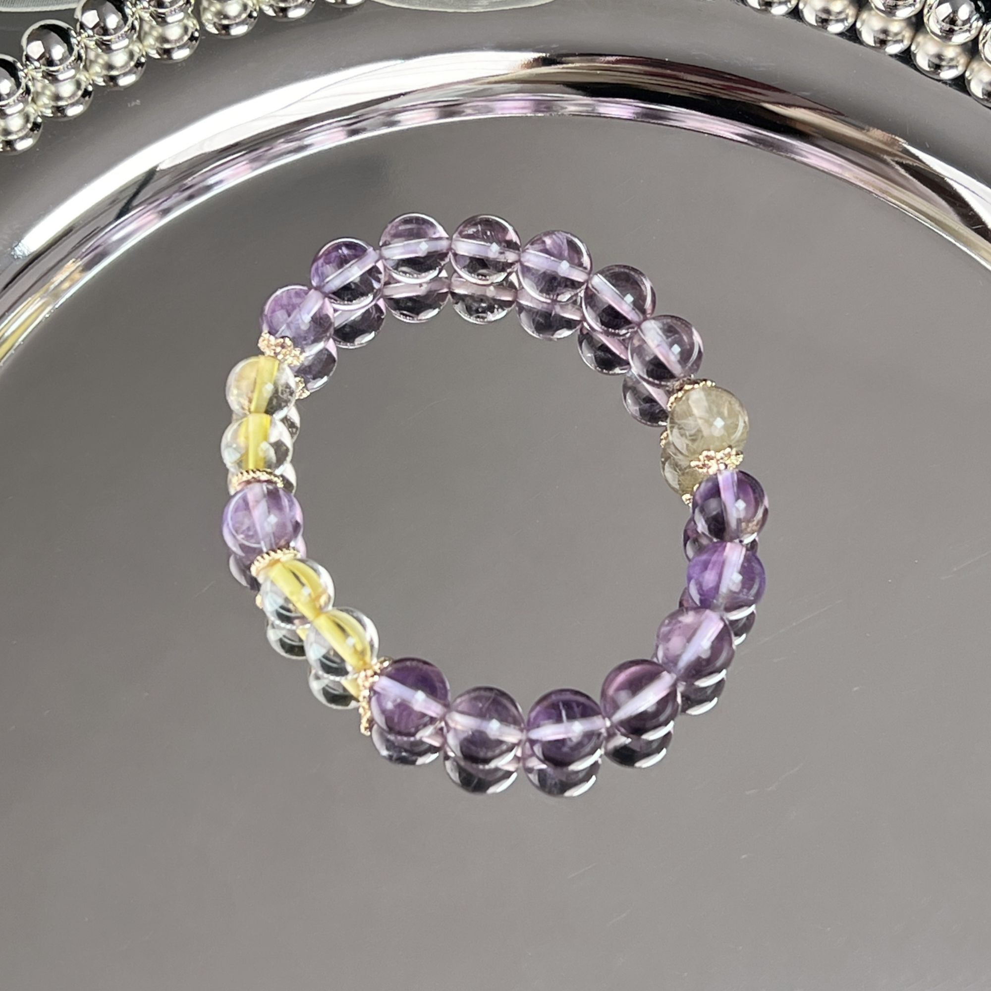 【肖瑶游】天然紫水晶设计款手串女金发晶黄水晶手链爆款多样性发一