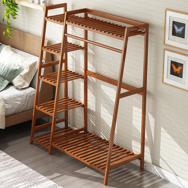 衣架卧室落地结实耐用出租房挂衣架加厚角落衣帽架斜梯形置物架子