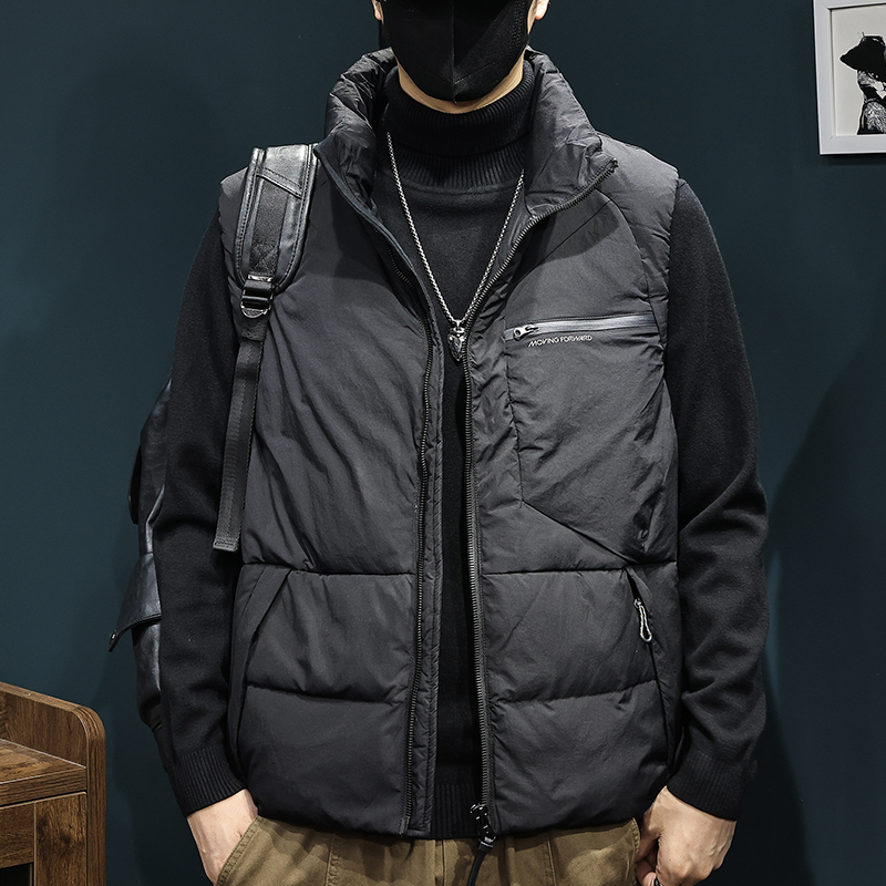 白鸭绒冬季羽绒服马甲男士2024新款潮牌立领无袖外套大码背心马甲