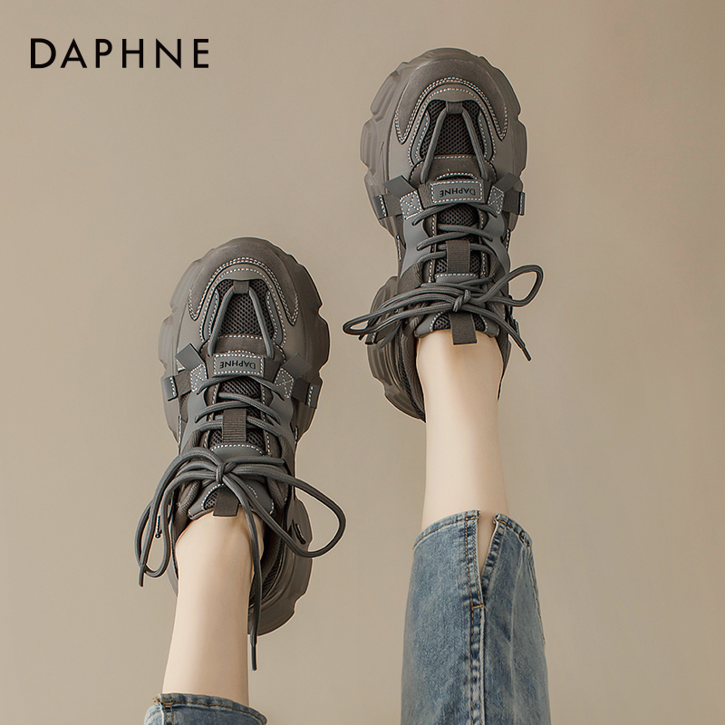 达芙妮小怪兽老爹鞋女款2025新款爆款秋季灰色厚底增高甜酷运动鞋