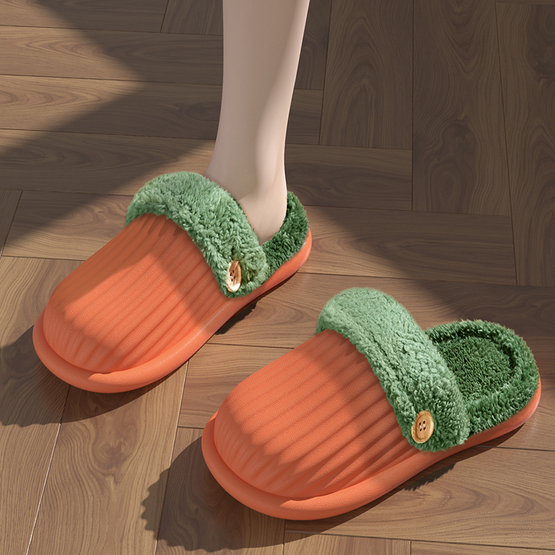 新款秋冬季女棉拖鞋可拆卸防滑居家厚底毛绒棉拖保暖时尚情侣外穿