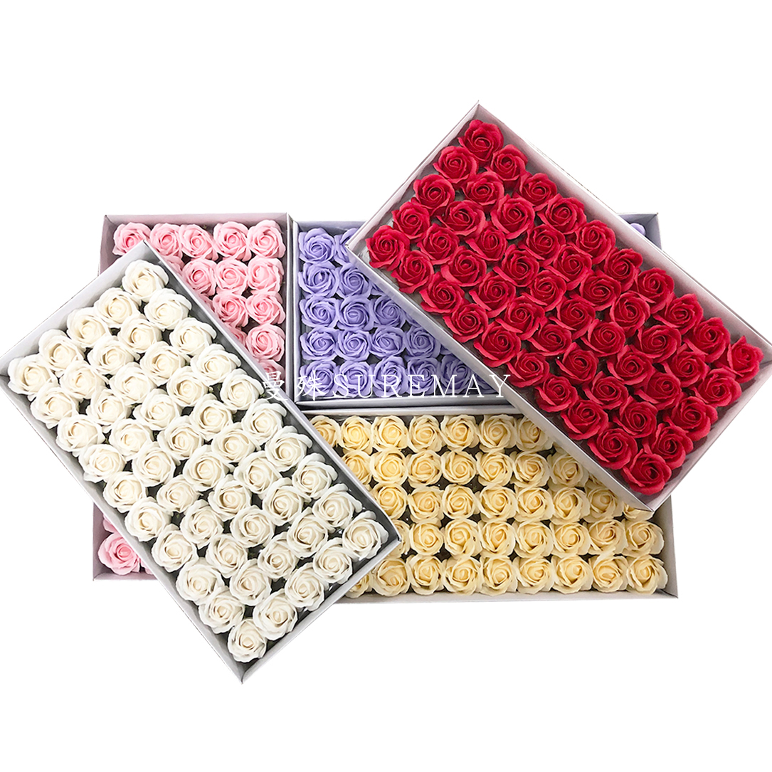 【主播推荐】情人节三层大红玫瑰花香皂花头仿真永生花手工diy礼物