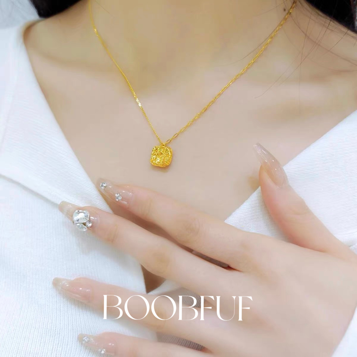 铜合金项链 花丝小方糖项链女轻奢百搭高级感锁骨链不掉色项链