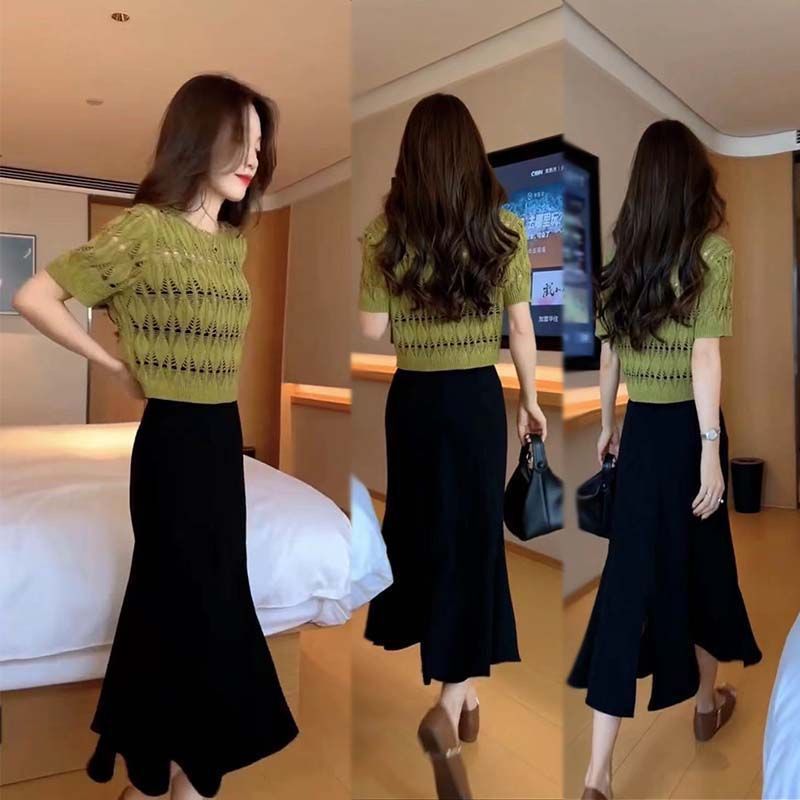 短袖T恤女镂空上衣夏季薄款防晒外搭宽松大码套头针织衫空调罩衫