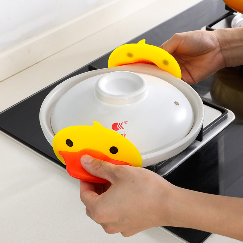小黄鸭防烫手套硅胶夹加厚防滑厨房锅盖锅耳套家用微波炉取碗用品