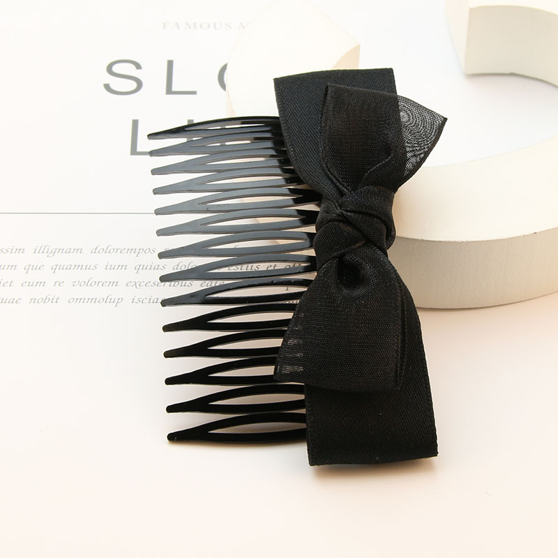 蝴蝶结发梳发饰韩国发卡头饰品百搭插梳刘海梳发夹子黑色发叉成人