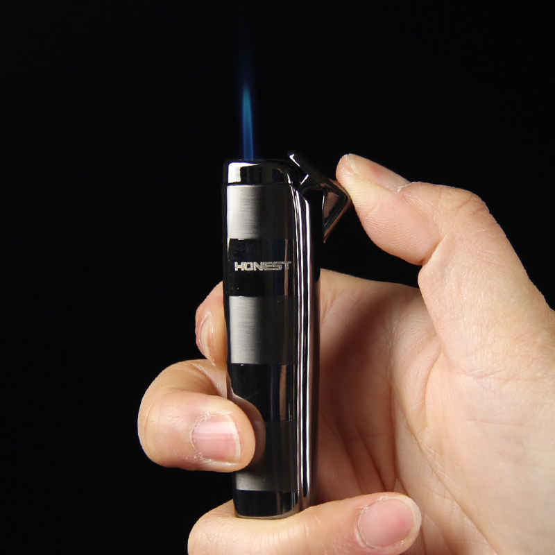 金属充气直冲打火机防风蓝焰小巧个性点烟器男士创意点香点艾灸