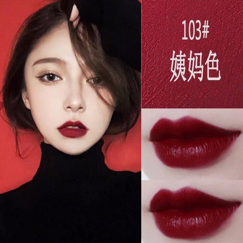 不易掉色不易沾杯姨妈色口红哑光复古红车厘子色气场女王学生素颜