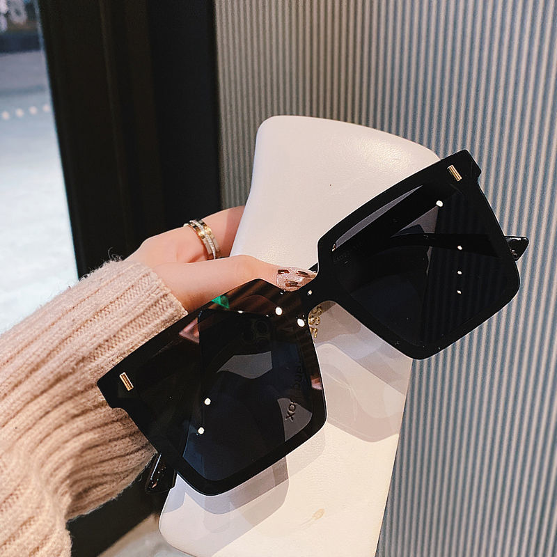 方形墨镜 大框显脸小眼镜女大脸街拍黑超大潮流平面网红防紫外线