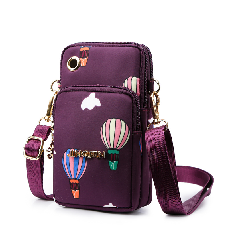 新款时尚装手机包女士斜挎防水小包包挂脖尼龙便携手腕三层零钱包