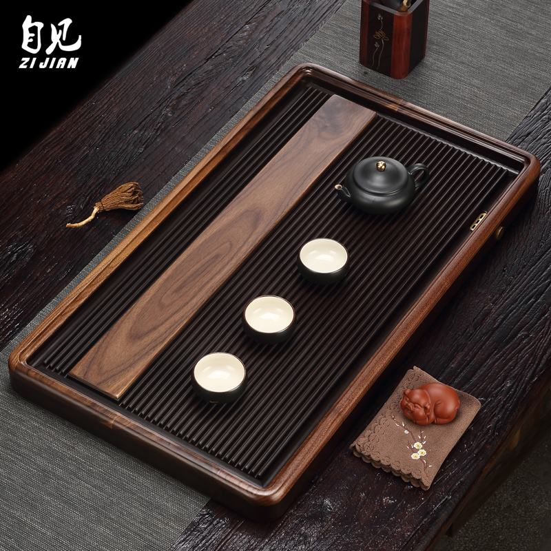 胡桃木电木茶盘家用整块德国功夫茶具排水式中式茶托盘干泡盘茶台