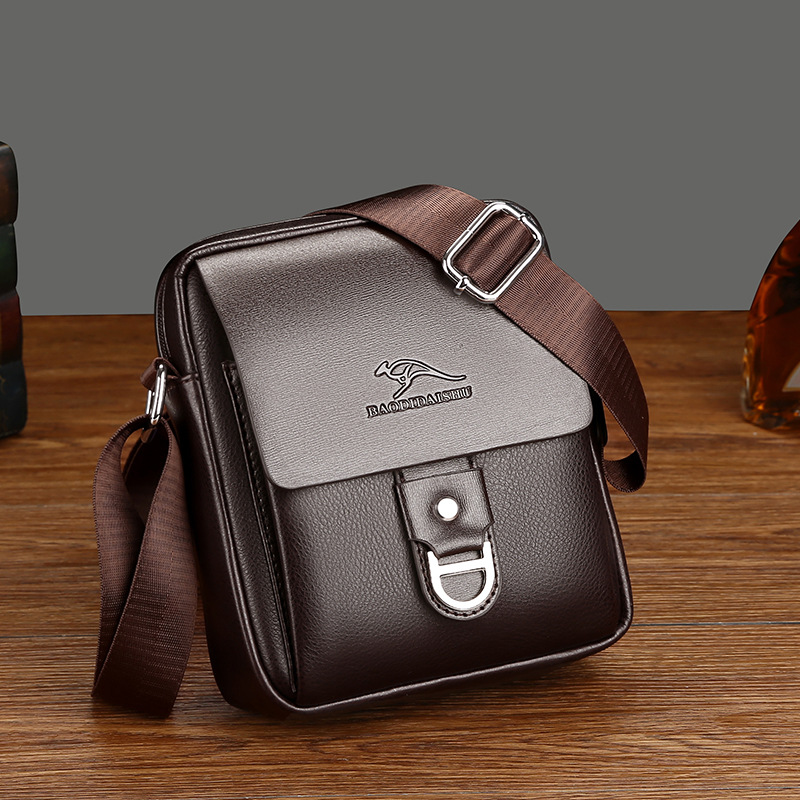 潮牌新款男士单肩包皮包时尚商务休闲小背包潮流男斜挎包小皮包
