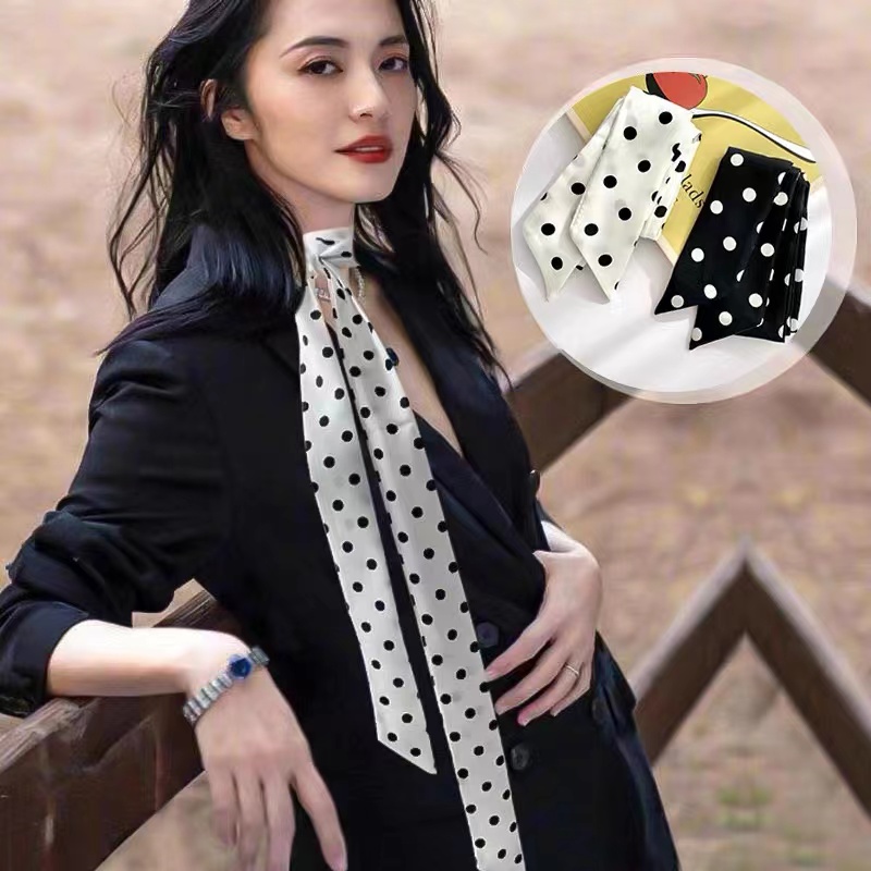 欧美风经典波点细长丝巾（多用）