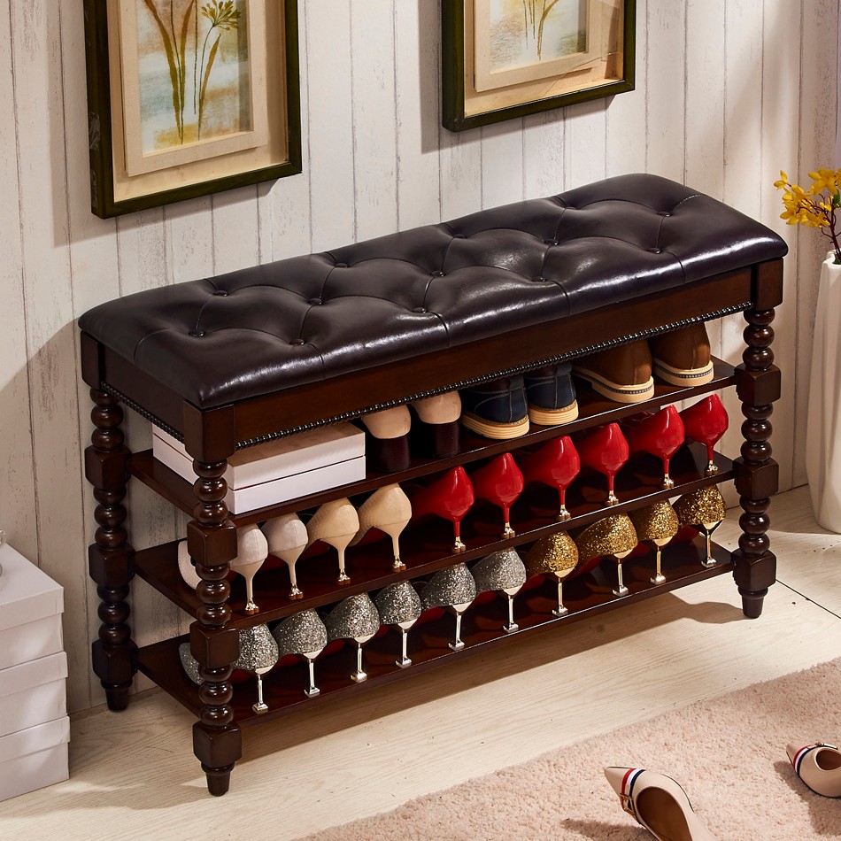 换鞋凳三层实木家用门口鞋柜进门可坐式多功能鞋架穿鞋门口换鞋凳