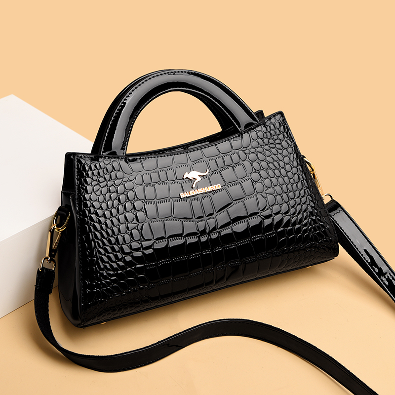 中年女士包包休闲新款漆皮亮面手拎包时尚百搭单肩包斜挎包妈妈包