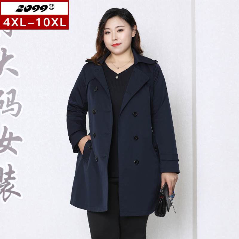 61135T大码女装中长款长袖风衣外套显瘦洋气时尚妈妈2025春秋胖mm