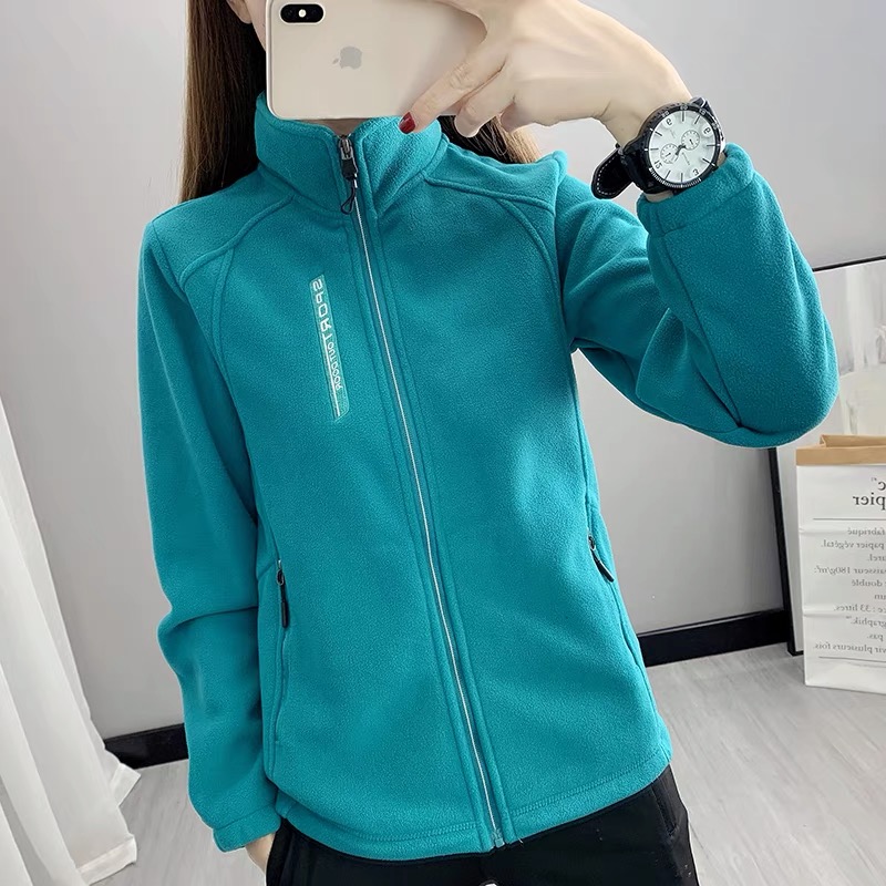 超细摇粒绒抓绒衣女立领加厚保暖外套户外徒步冬天登山冲锋衣内胆
