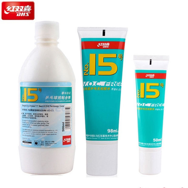 DHS/红双喜乒乓球拍粘合剂15号专业乒乓球粘拍水溶性无机胶水50ml