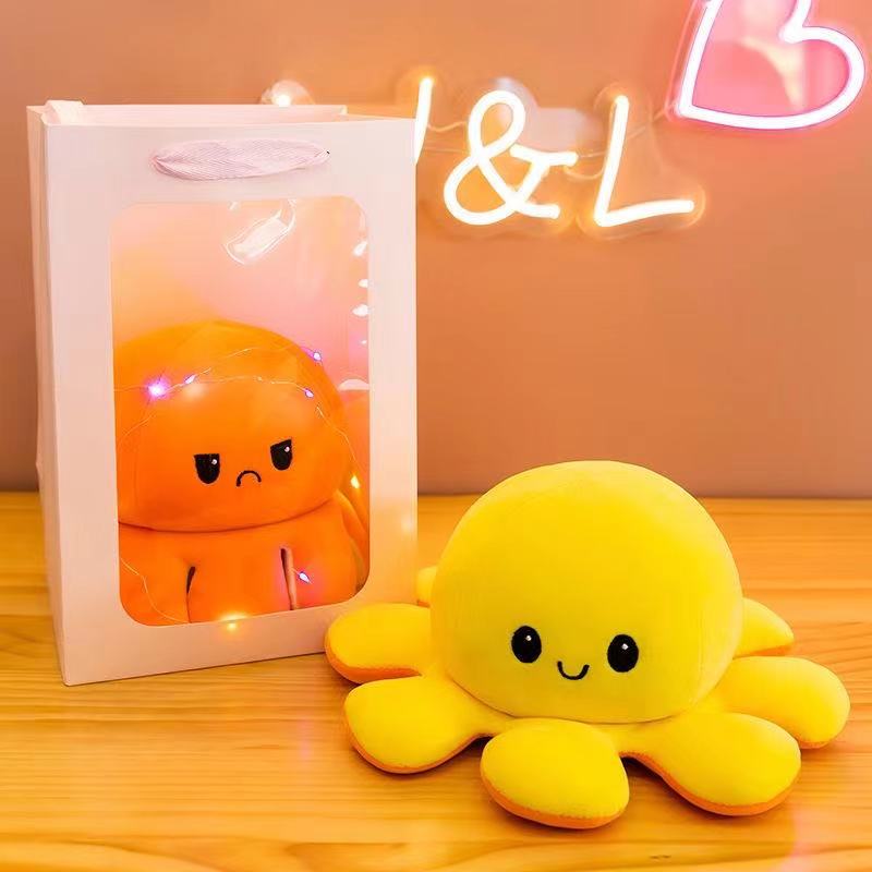 ins可爱心情翻面小章鱼毛绒玩具公仔变脸双面表情玩偶女生日礼物