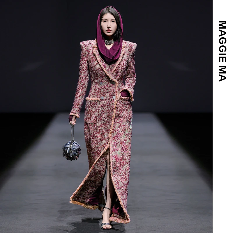 MAGGIE MA马婧跨年穿搭秋冬款品质女装高贵外套秋冬毛呢大衣735C