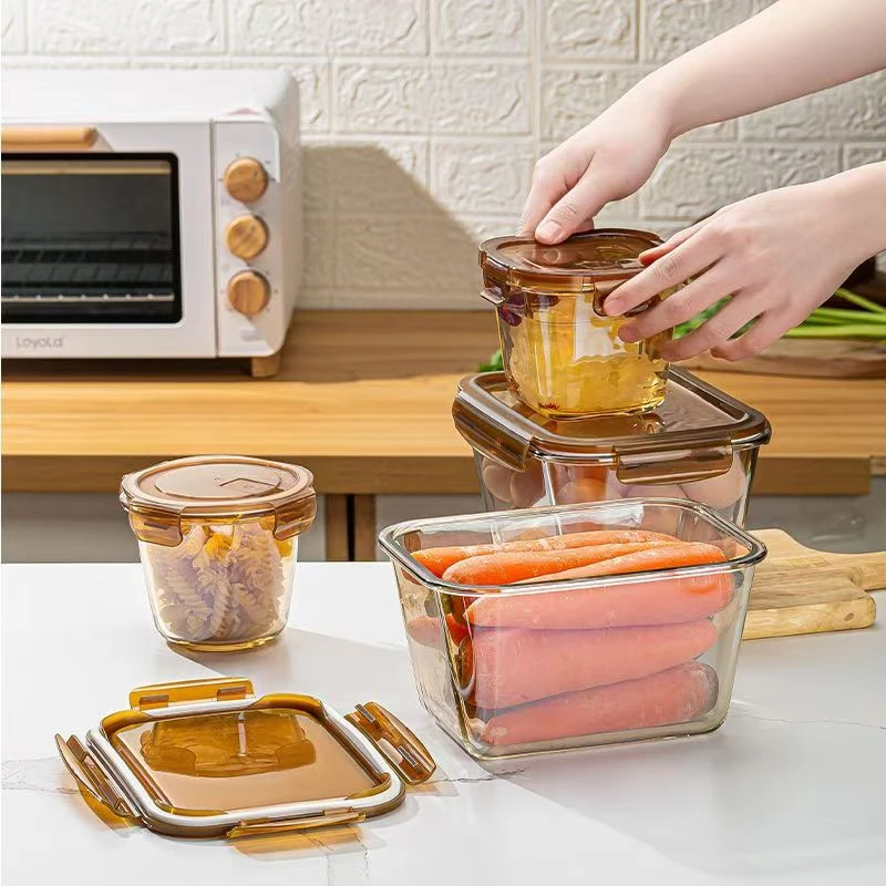 大容量玻璃保鲜盒带盖冰箱收纳整理盒食品级密封盒泡菜水果储物盒