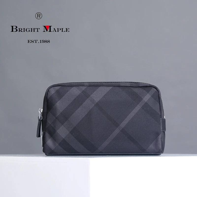 2023新款大容量时尚潮流男士格子纹布手包帆布牛津布休闲手拿包潮