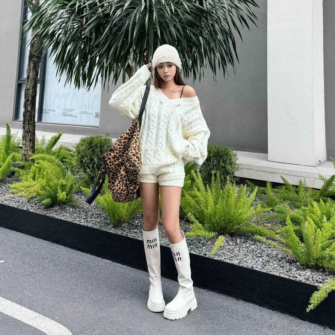 2024秋季新款纯色针织毛衣长袖休闲套装7474