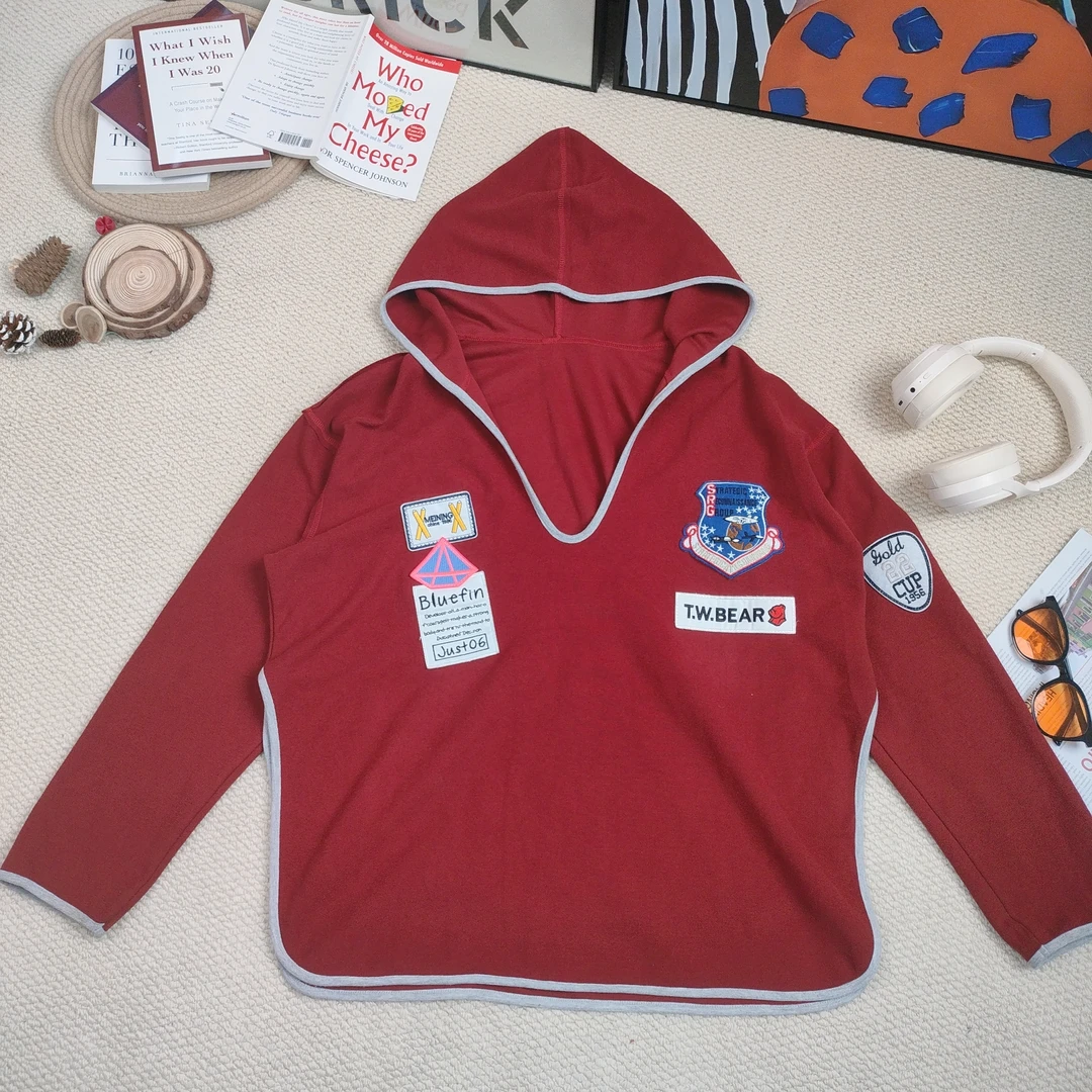 2024秋季新款休闲时尚百搭纯色连帽卫衣打底长袖T恤8113