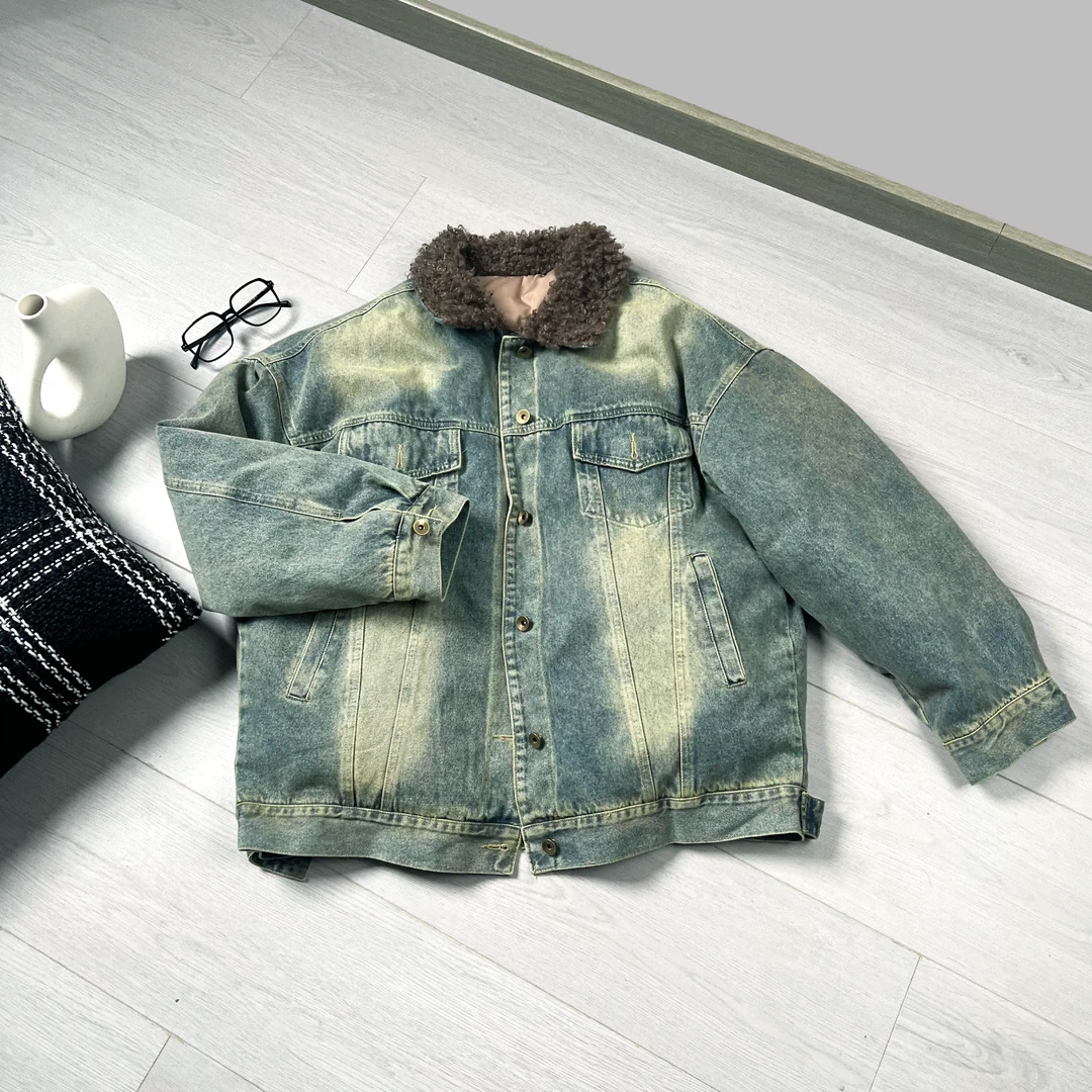 2024年秋季新款潮牌做旧加厚长袖牛仔外套7550
