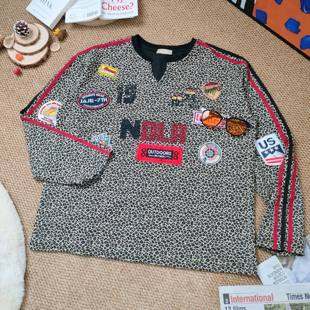 2024年秋季新款休闲豹纹长袖卫衣7759