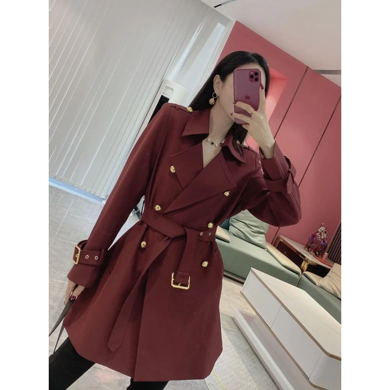 C【定制短款】短款肩章帅气系带风衣外套7346