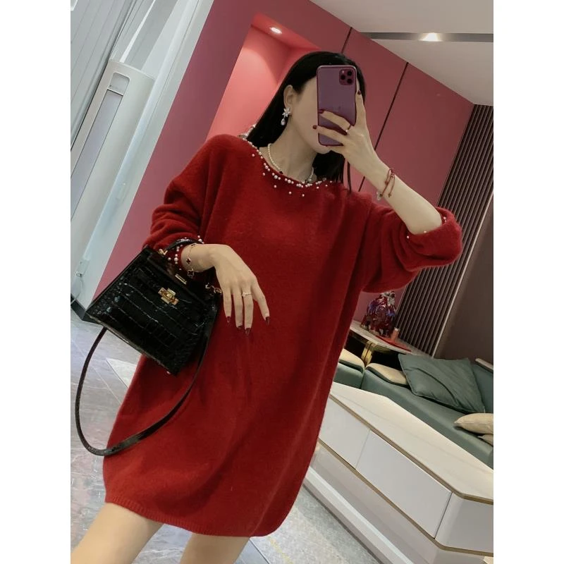 Y【气质毛衣】钉珠领时尚宽松毛衣6264