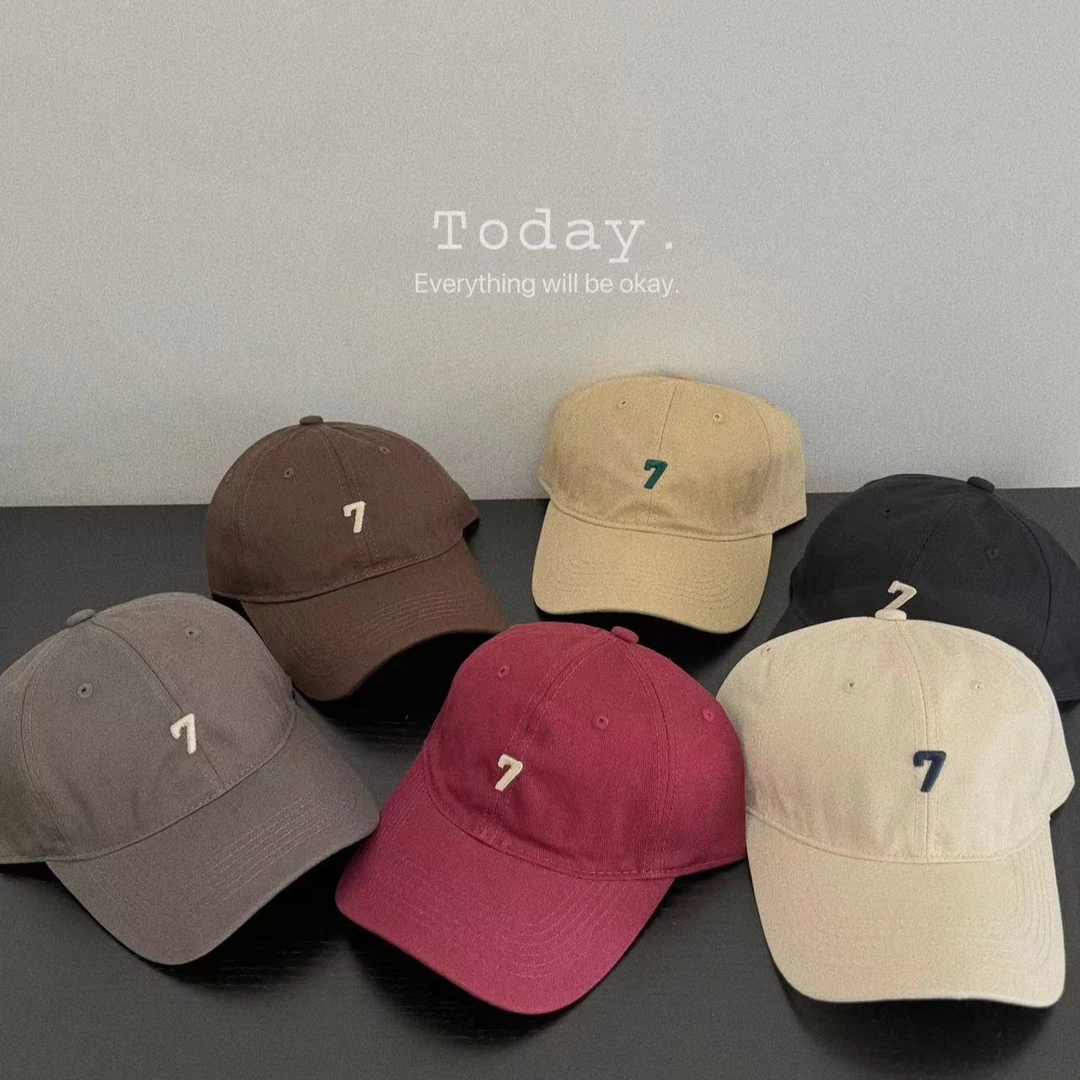 【一起去郊游】自留韩系刺绣7棒球帽子男女宽檐高顶显脸小 帽子~