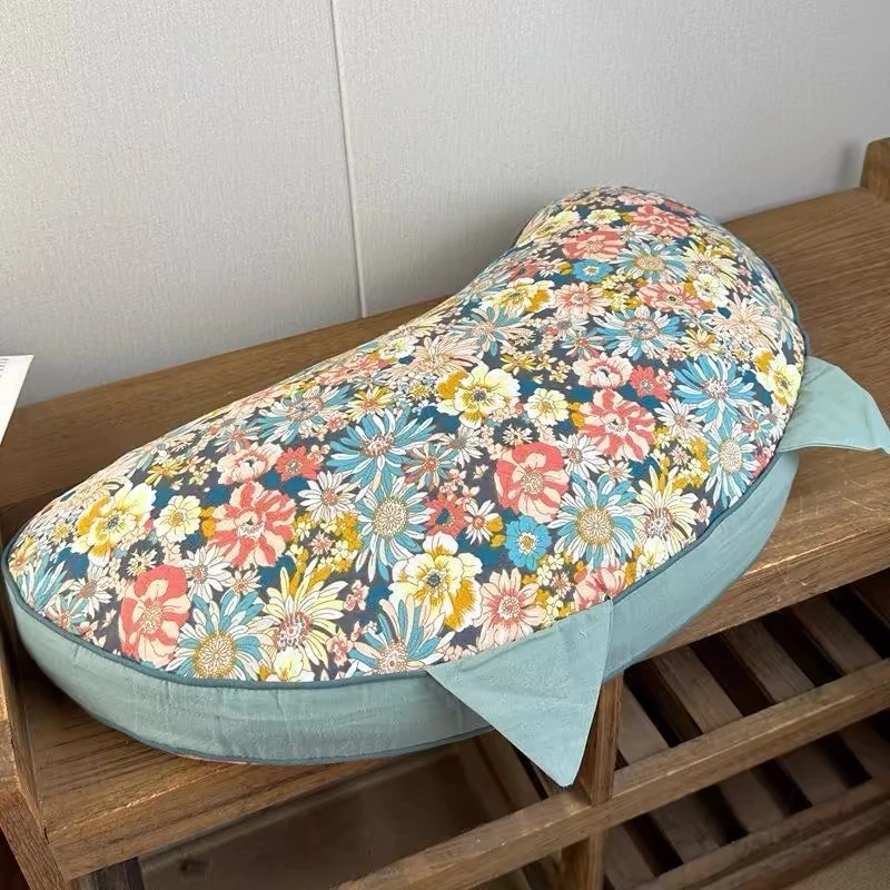 小碎花颈椎枕猫耳朵荞麦枕芯成人学生午休可拆卸颈椎月牙枕头枕套