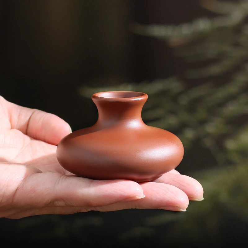 棉小城朱泥手拉壶盖置紫砂壶盖托小花瓶多用途迷你插香座茶盘摆件