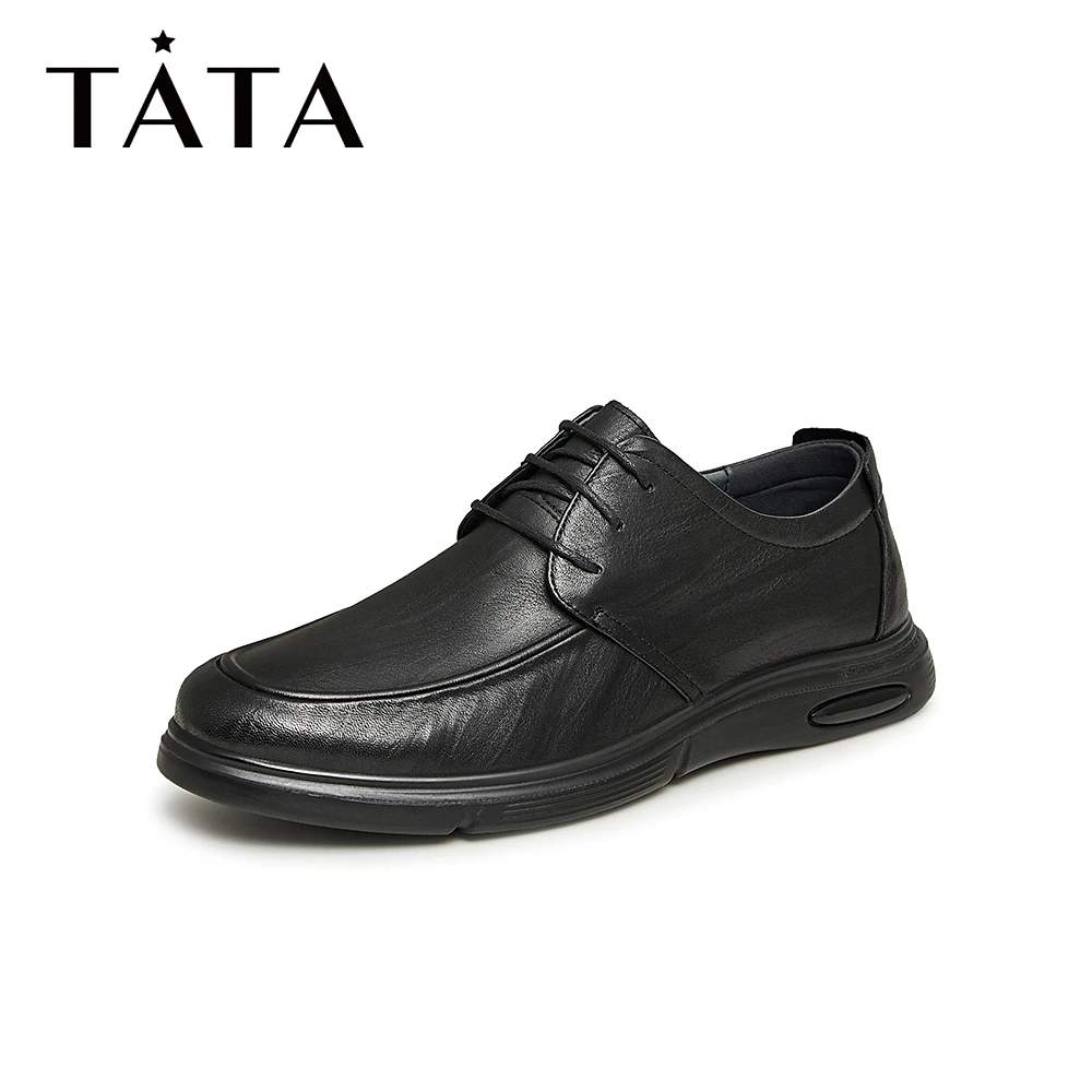 Tata/他她秋季舒适透气简约纯色软底休闲皮鞋男新款MEC01CM3