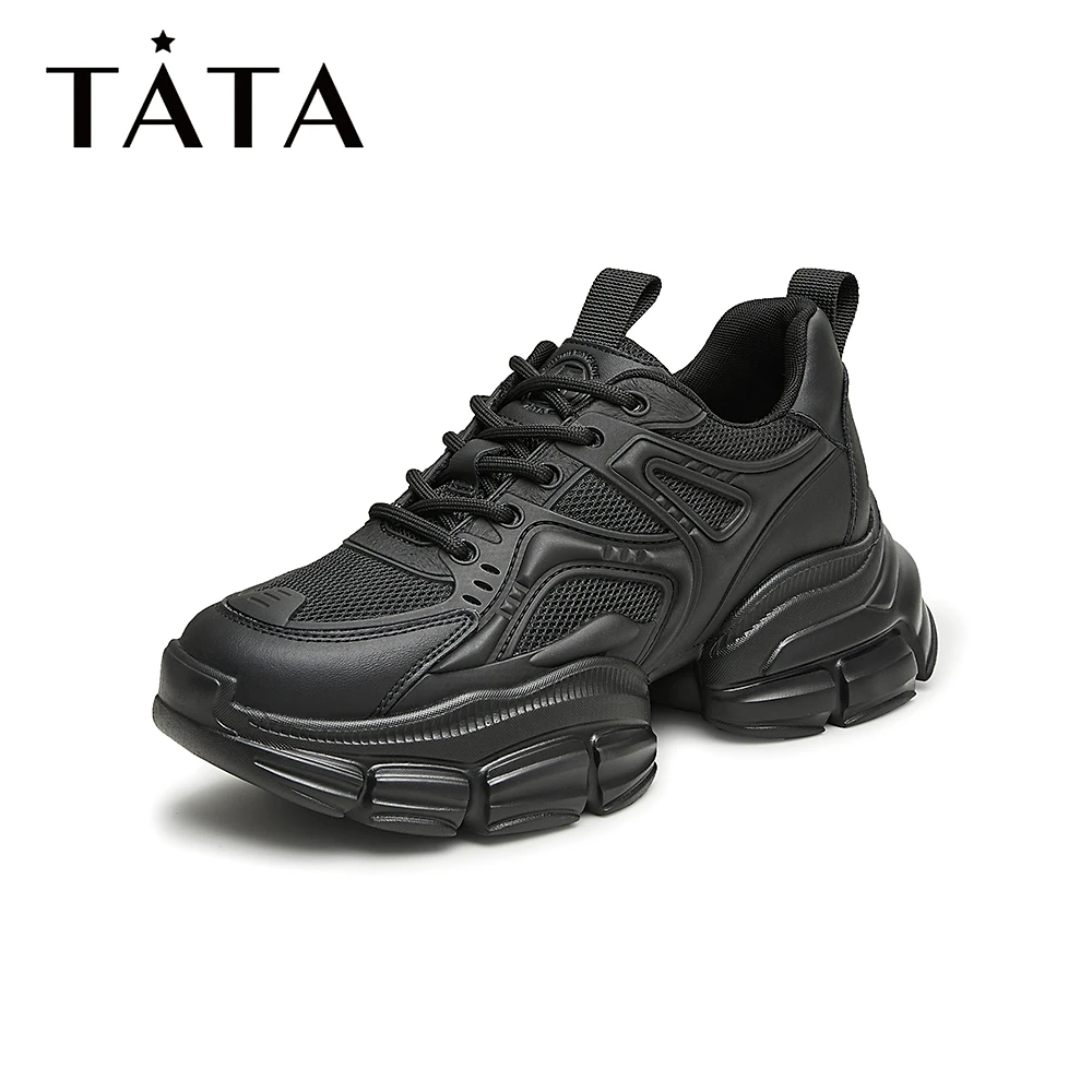Tata/他她秋季简约潮流拼接厚底单鞋老爹鞋GDV01CM3