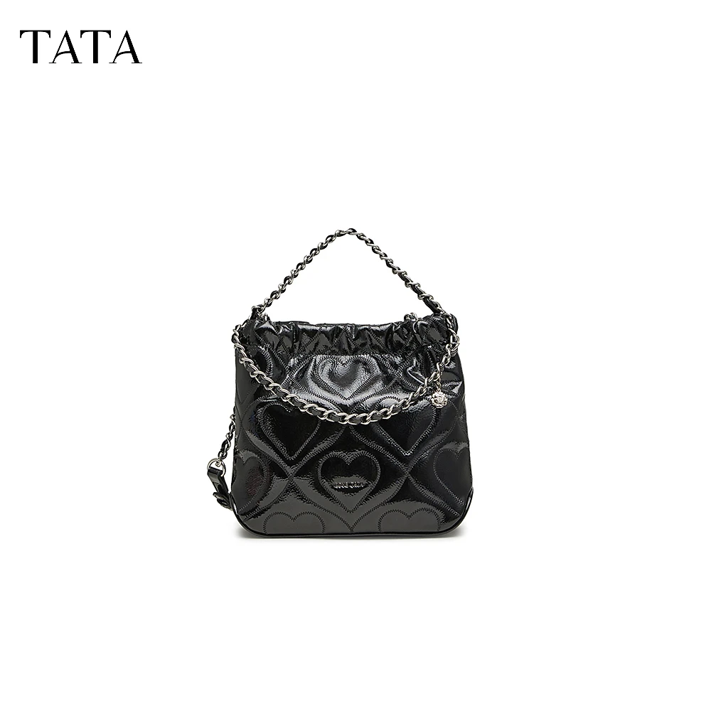 TATA/他她秋季轻奢小香风纯色经典单肩菱格斜挎包女新款X3117CX3