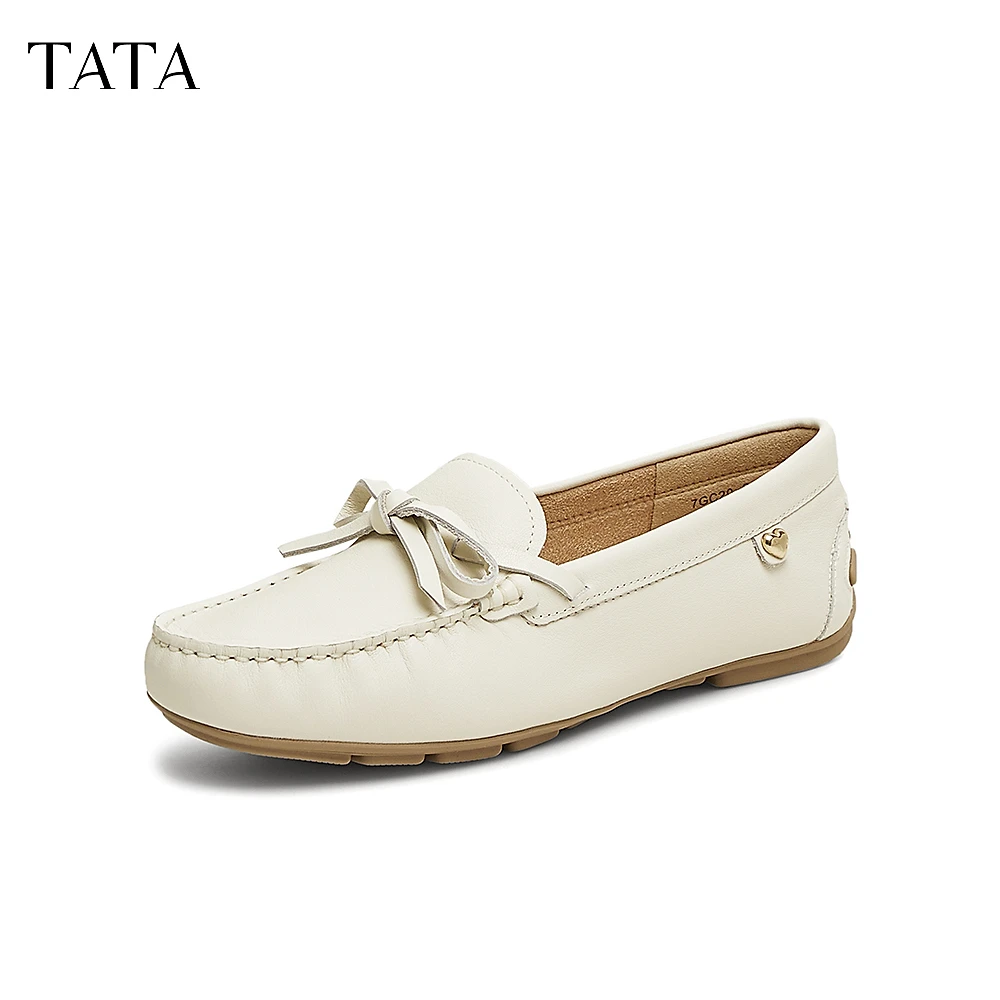 TATA他她2025春季新款软底豆豆鞋休闲通勤平底单鞋女鞋子7GC20AA5
